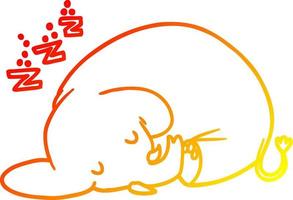 caldo gradiente disegno cartone animato elefante addormentato vettore