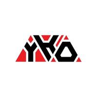 design del logo della lettera del triangolo yko con forma triangolare. yko triangolo logo design monogramma. modello di logo vettoriale triangolo yko con colore rosso. logo triangolare yko logo semplice, elegante e lussuoso. yko