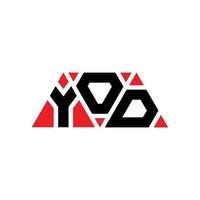 design del logo della lettera del triangolo yod con forma triangolare. yod triangolo logo design monogramma. modello di logo vettoriale triangolo yod con colore rosso. yod logo triangolare logo semplice, elegante e lussuoso. yod