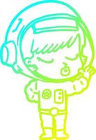 gradiente freddo disegno a tratteggio cartone animato bella ragazza astronauta vettore