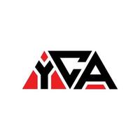 design del logo della lettera del triangolo yca con forma triangolare. yca triangolo logo design monogramma. modello di logo vettoriale triangolo yca con colore rosso. yca logo triangolare logo semplice, elegante e lussuoso. yca