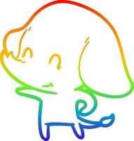 arcobaleno gradiente linea disegno simpatico cartone animato elefante vettore