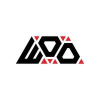 logo della lettera triangolare woo con forma triangolare. monogramma di design del logo del triangolo woo. modello logo vettoriale triangolo woo con colore rosso. logo triangolare woo logo semplice, elegante e lussuoso. corteggiare