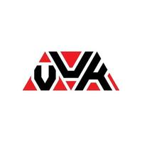 design del logo della lettera triangolo vuk con forma triangolare. vuk triangolo logo design monogramma. modello di logo vettoriale triangolo vuk con colore rosso. logo triangolare vuk logo semplice, elegante e lussuoso. vuk