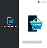 concetto di design del logo del negozio online vettore
