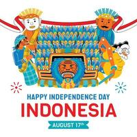 festa dell'indipendenza dell'indonesia con illustrazione della cultura vettore