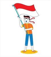 l'uomo celebra il giorno dell'indipendenza dell'indonesia vettore