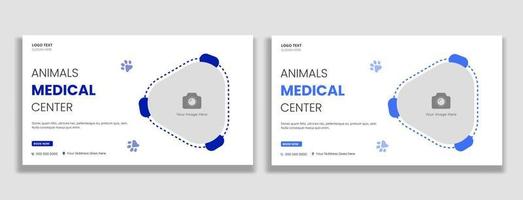 miniatura del centro medico per animali e modello di banner web vettore