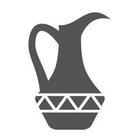 sagoma di vaso greco. antica brocca e pentola con motivo a meandro. illustrazione del glifo. terracotta ceramica argilla. vettore. vettore