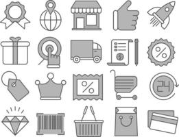 set di icone vettoriali relative allo shopping e al dettaglio.
