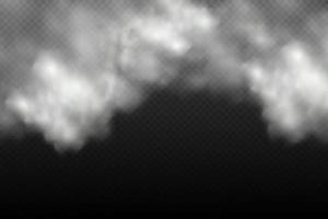 nuvolosità vettoriale bianca, nebbia o fumo su sfondo a scacchi scuro.