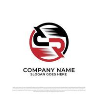 lettera iniziale dr logo design nel cerchio, d e r logo vettoriale, ideale per il design del logo automobilistico e sportivo vettore