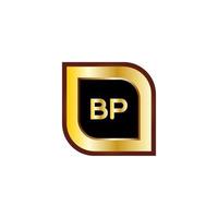 design del logo del cerchio della lettera bp con colore oro vettore