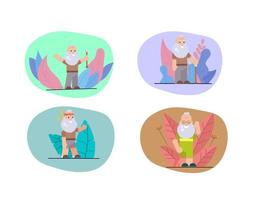 collezione di personaggi del nonno con forma astratta di sfondo vettore