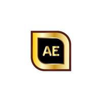 design del logo del cerchio della lettera ae con colore oro vettore