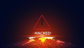 sistema di hacking astratto simbolo di avviso di hack concetto avviso di hacking nel sistema di sicurezza mondiale, password, aggiornare il sistema antifurto online. vettore