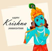 felice biglietto di auguri krishna janmashtami vettore