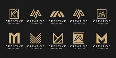 set di modello di logo astratto lettera m iniziale. icone per affari di moda, sport, automotive, semplice. vettore