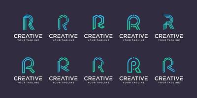set di modello di logo lettera iniziale r rr di raccolta. icone per il business della moda, dello sport, dell'automotive, della tecnologia digitale. vettore
