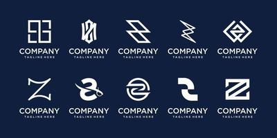 set di modello di progettazione del logo della lettera iniziale z della raccolta. icone per affari di moda, sport, legno. vettore