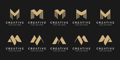 set di modello di logo m monogramma astratto. icone per affari di moda, sport, tecnologia. vettore