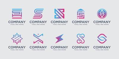 set di modello di progettazione del logo della lettera iniziale sss della raccolta. icone per il business della moda, dello sport, dell'automotive, della tecnologia digitale. vettore