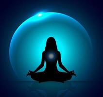 yoga di meditazione con silhouette umana vettore
