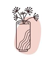 doodle floreale astratto con forma organica di colore. vaso minimalista con rami isolati su sfondo bianco. illustrazione disegnata a mano di vettore. perfetto per carte, decorazioni, logo, poster. vettore
