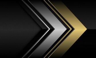 astratto oro argento freccia direzione sovrapposizione geometrica su nero metallico cerchio maglia design moderno lusso tecnologia futuristica sfondo vettore