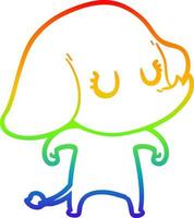 arcobaleno gradiente linea disegno simpatico cartone animato elefante vettore