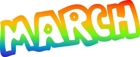 arcobaleno gradiente linea disegno cartone animato mese di marzo vettore