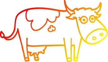 caldo gradiente linea disegno cartone animato mucca fattoria vettore