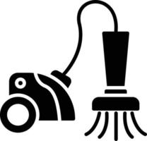 icona del glifo con aspirapolvere vettore