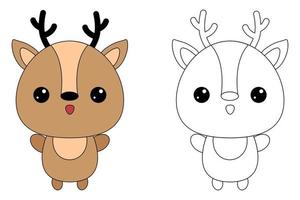 simpatico cervo toy.contour disegno di un animale cartone animato. libro da colorare per bambini vettore