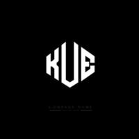 design del logo della lettera kue con forma poligonale. kue poligono e design del logo a forma di cubo. kue esagonale modello logo vettoriale colori bianco e nero. kue monogramma, logo aziendale e immobiliare.