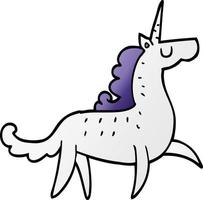 unicorno di doodle del fumetto vettore