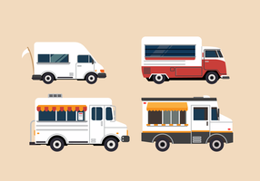 Insieme dell'illustrazione del camion dell'alimento di vettore gratuito