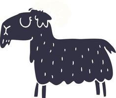 cartone animato doodle capra nera vettore