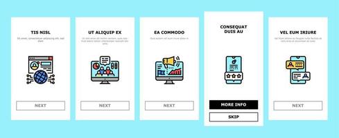 le icone di onboarding dell'app online di social networking impostano il vettore
