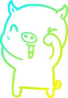 linea di gradiente freddo che disegna maiale felice del fumetto vettore