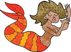 sirena della donna di doodle del fumetto vettore