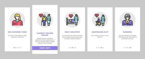 servizi di assistenza domiciliare onboarding set di icone vettoriali
