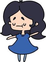 cartone animato di una ragazza carina kawaii vettore