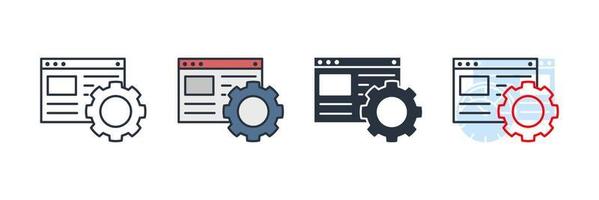 illustrazione vettoriale del logo dell'icona di sviluppo web. modello di simbolo di ottimizzazione web per la raccolta di grafica e web design