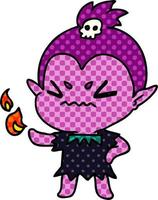 cartone animato di carina ragazza vampiro kawaii vettore