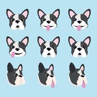 espressione emoticon emoji cane bulldog francese vettore