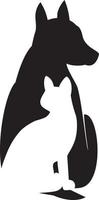 illustrazione della siluetta illustrazione di progettazione del cane e del gatto vettore
