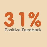 31 percentuale di feedback positivo segno etichetta illustrazione grafica vettoriale