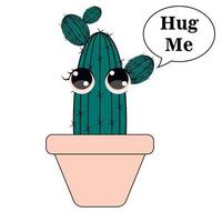carino cartone animato cactus con faccia buffa vettore