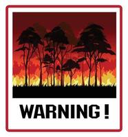 avvertimento incendi, incendi boschivi, alberi in fiamme vettore